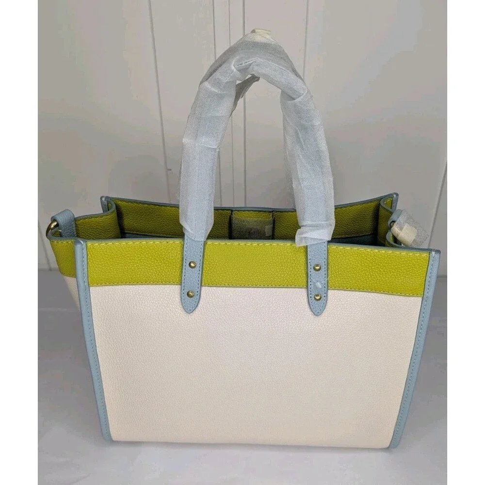 Coach Field tote 30, Colorblock with coach badge, Chalk Multi, NWT - Picture 3 of 10